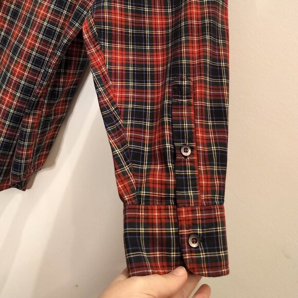 🍉2/40🍉Vintag Tommy Hilfiger Men's Shirt Red Plaid Long Sleeves Button up Shirt - Picture 9 of 16